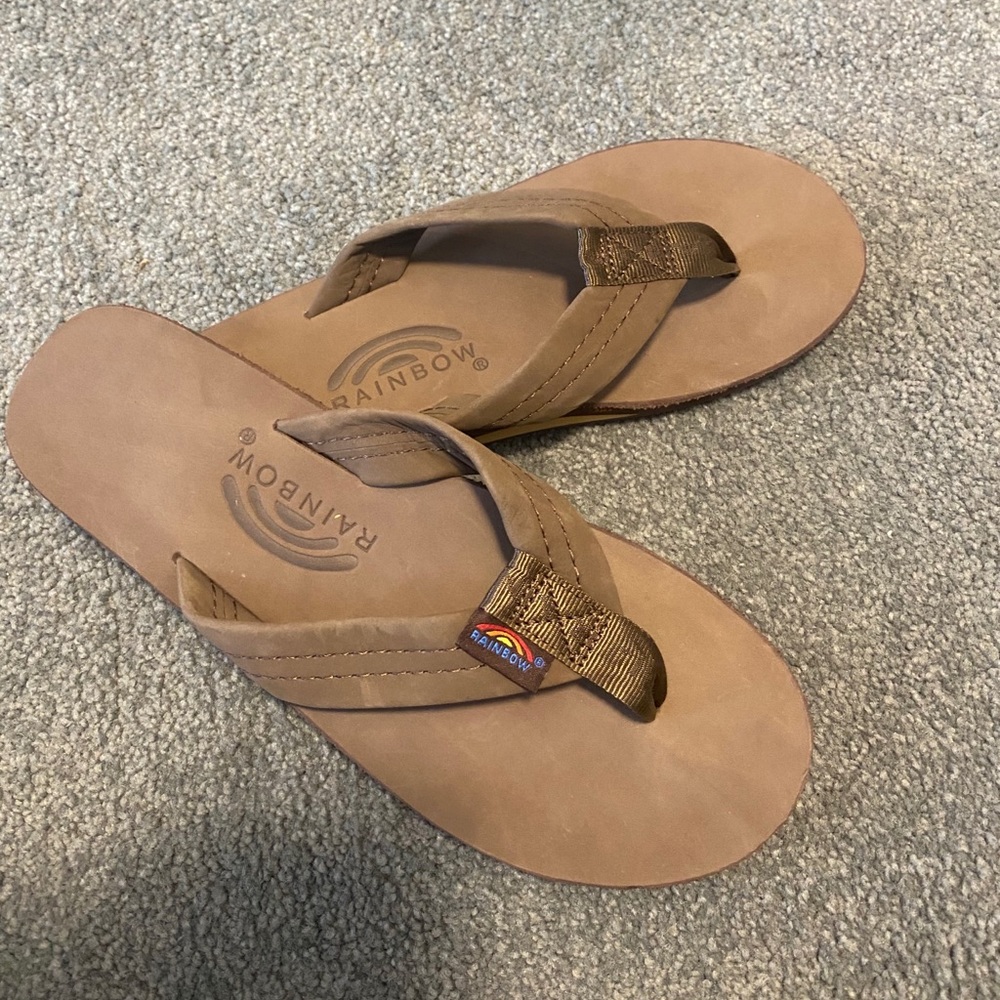 Rainbow flip flops